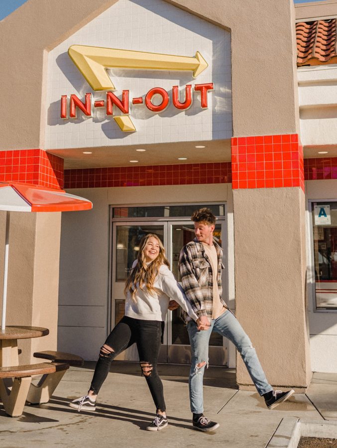 in-n-out engagement photos couple vans