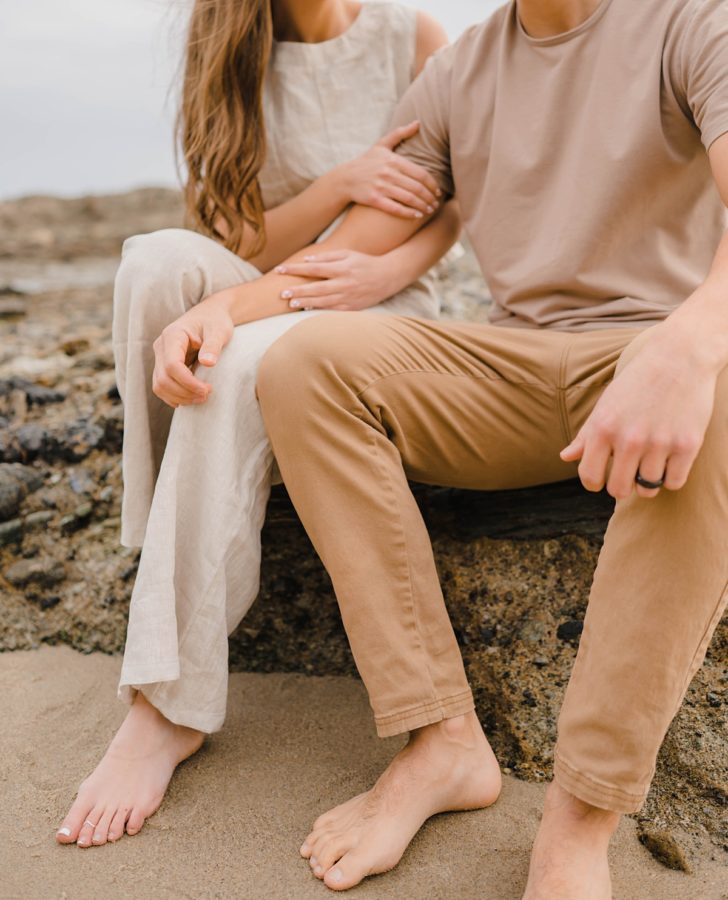 toes in sand couples portraits