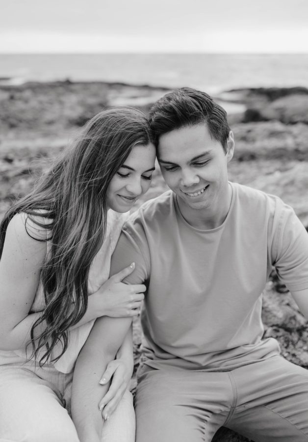 smiling black and white beach couples portraits 