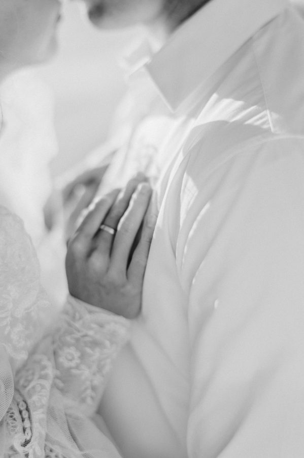black and white wedding dress details