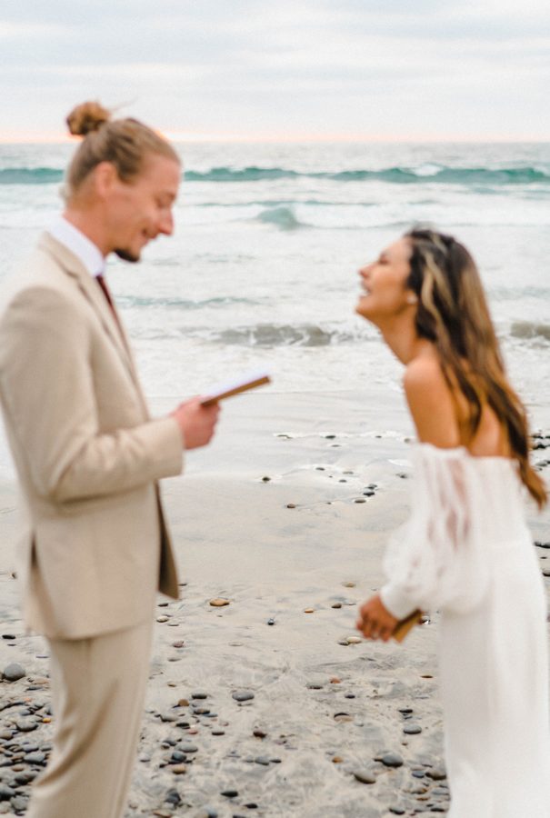beach ocean background elopement reading vows