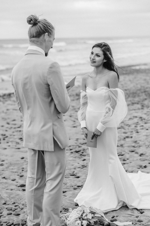 black and white elopement reading vows