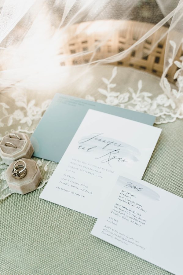wedding details rings invitations