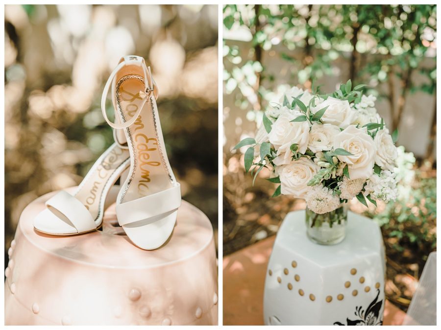 bridal shoes wedding bouquet florals