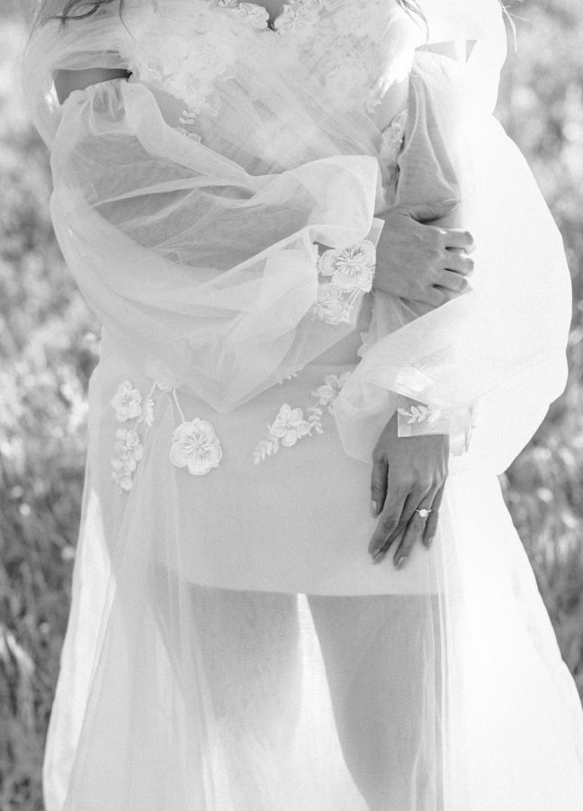 black and white bridal shoot details