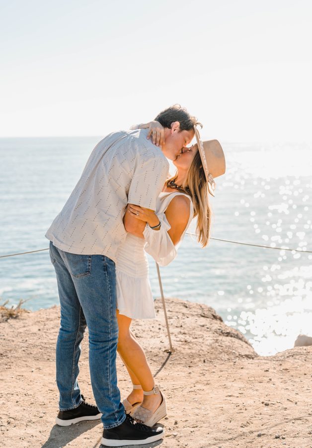 crystal cove state park engagement couple kissing