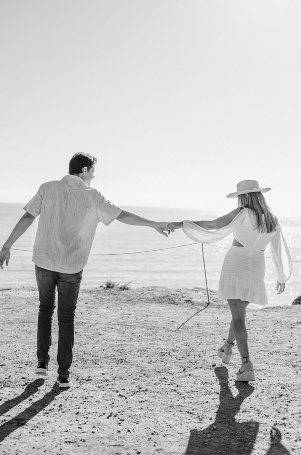 black and white crystal cove state park engagement