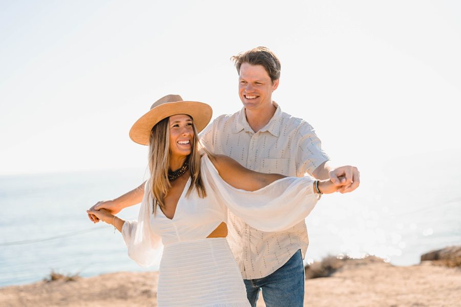 crystal cove state park engagement neutrals smiling