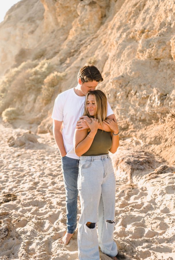 crystal cove state park engagement couple pose