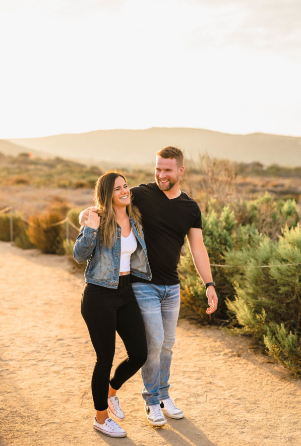 southern california proposal locations couple walking smiling