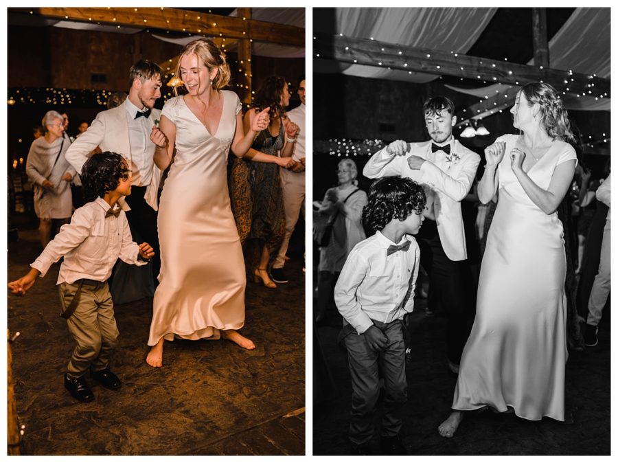 intimate bluemont vineyard wedding bride and groom dancing black and white