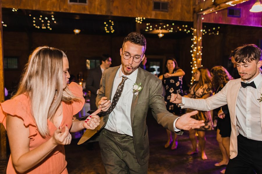 wedding guests dancing reception