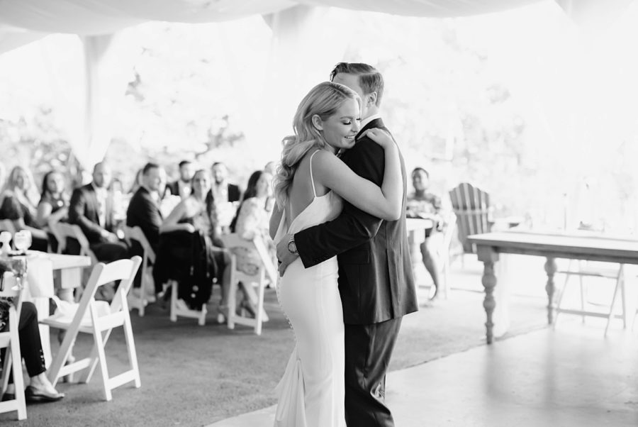 black and white portrait bride and groom first dance husband and wife